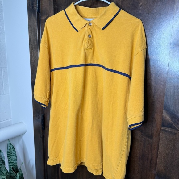 Vintage Seattle Cotton Works Polo Shirt in Yellow and navy Size XL 100% cotton - Picture 2 of 5